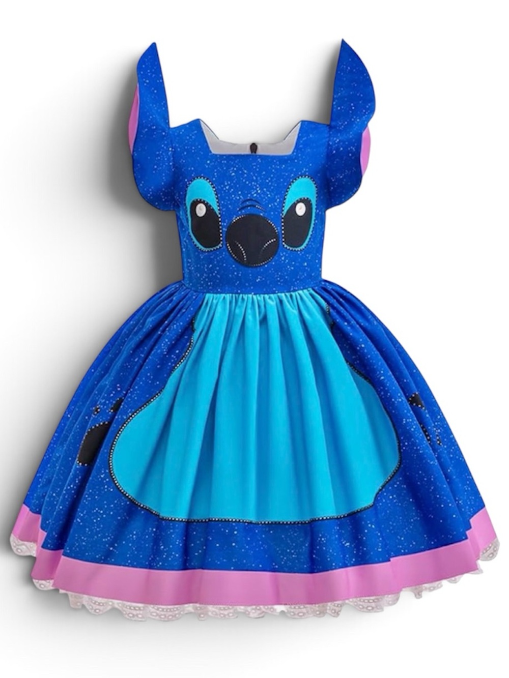 Stitch-Inspired Blue Girls Costume Dress - Character Dress-Up